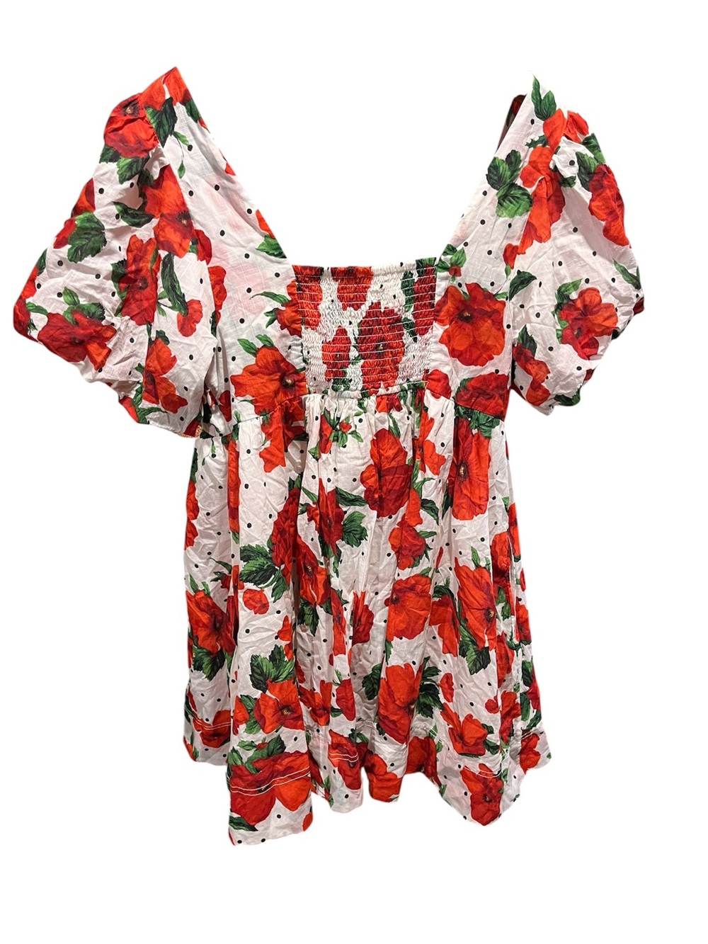 Maeve Anthropologie Square Neck Smocked Baby-Doll Floral Mini Dress Large - Picture 9 of 16
